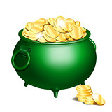 Green pot with gold coins