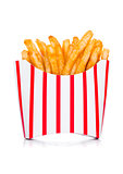 Southern french fries in paper container on white