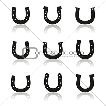 Set of flat horseshoes, vector illustration.