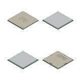 Set of different processors in 3D, vector illustration.