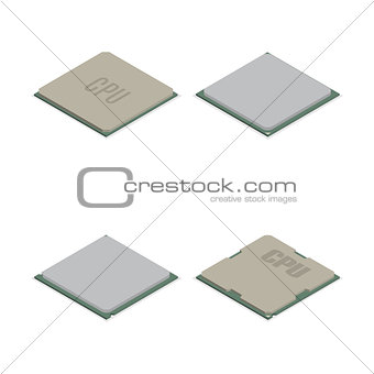 Set of different processors in 3D, vector illustration.