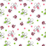 Cute Ladybug Seamless Pattern Background Vector Illustration