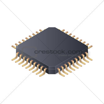 Microchip isolated on white background. Isometric vector illustration
