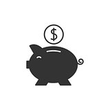Piggy bank black icon