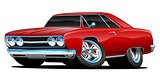 Red Hot Classic Muscle Car Coupe Cartoon Vector Illustration