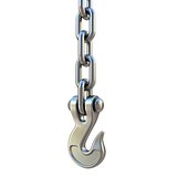Silver hook and chain hanging 3D