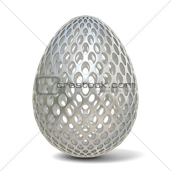 Silver perforated egg ornament. 3D
