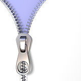 Metal zipper on purple background vertical 3D