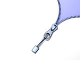 Metal zipper on purple background diagonal view 3D