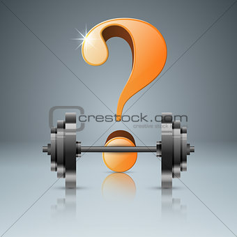 Question, barbell - 3d realistic icon.
