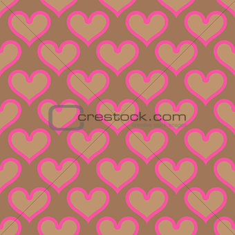 Pink beige hearts seamless background pattern