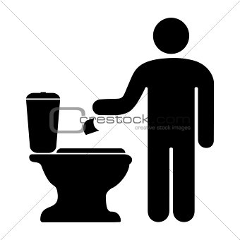 man throwing toilet paper in the toilet