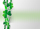 Happy Saint Patrick s Day celebration card with clover leaf. Paper cut