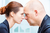 Man vs woman office confrontation