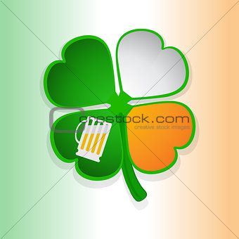 St Patricks's shamrock and beer glass