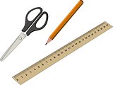 Stationery Office and School Items Set Collection including pencil scissors ruler