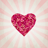 Happy Valentines Day card with low poly heart