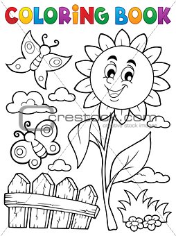 Coloring book flower topic 7