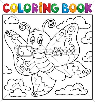 Coloring book happy butterfly topic 2