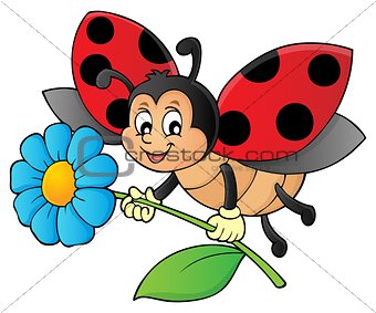 Ladybug holding flower theme image 1