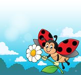 Ladybug holding flower theme image 3