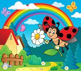 Ladybug holding flower theme image 4