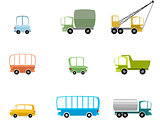 Set of different vehicles