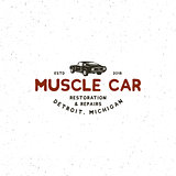 vintage muscle car garage logo. vector illustration