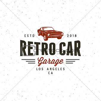 vintage muscle car garage logo. vector illustration