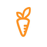 Orange unpainted vector carrot with leaves