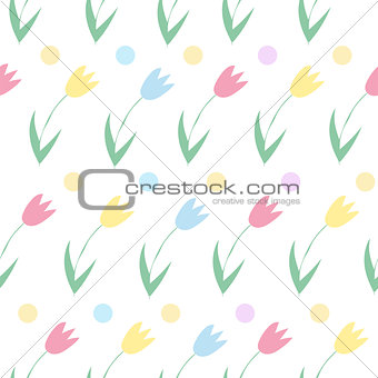 Seamless background from spring flowers. Pattern of tulips
