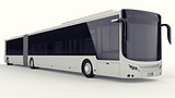 A large city bus with an additional elongated part for large passenger capacity during rush hour or transportation of people in densely populated areas. Model template for placing your images and inscriptions. 3d rendering.