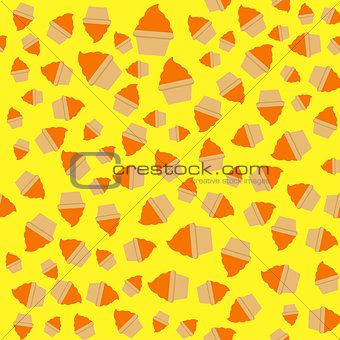 Yellow orange cream cupcake seamless pattern