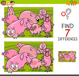 find differences with pigs farm animal characters