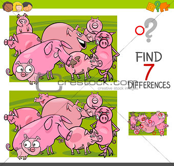 find differences with pigs farm animal characters