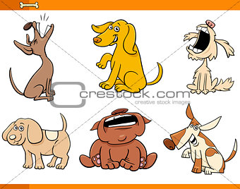 funny comic dogs cartoon characters set
