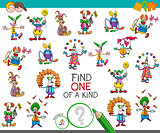 find one of a kind game with clown characters