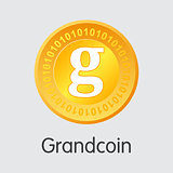 Grandcoin Crypto Currency - Vector Trading Sign.