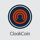 Cloakcoin Virtual Currency - Vector Sign Icon.