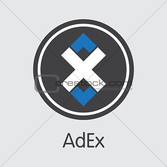 Adex Digital Currency. Vector ADX Coin Symbol.