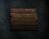 3D old wood sign on a grunge stone texture background