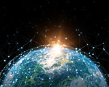 3D global communications network illustration
