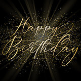 Happy Birthday background with decorative text on gold glitter d
