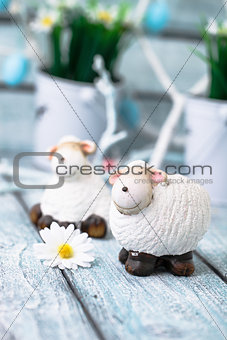 Easter sheep on wood