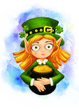 Leprechaun with a pot of gold and clover