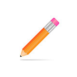 yellow pencil with a rubber band on a white background.