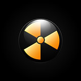 Nuclear radiation abstract symbol on a black background. Vector sign.