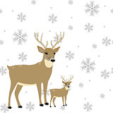 Winter Seamless Snowflake and two deer Pattern. Vector EPS 10. snowflakes seamless