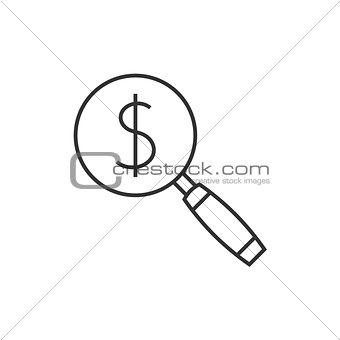 Magnifying glass with dollar sing