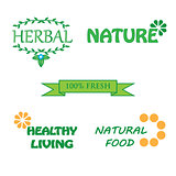 Set of logos for organic and natural food